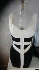 Brand New Without Tags Sexy Ladies Black and Cream Size 8 Bodycon Dress