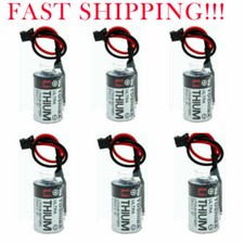 6x Toshiba JZSP-BA01 ER3V 3.6V LI-SOL2 PLC Lithium Battery 1000mAh w/ Black Plug