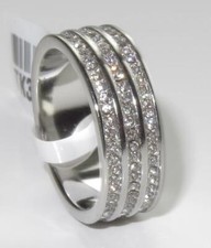 Anello donna fascia 7mm anello eternità completo tripla fila acciaio inox argento 3028