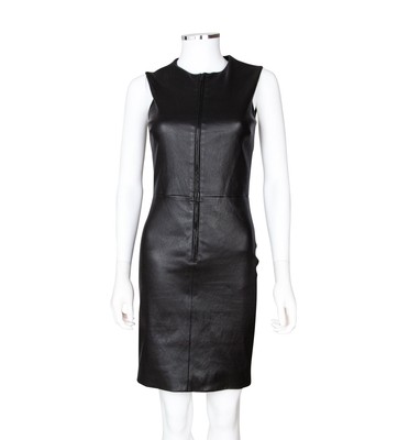 black leather a line dress