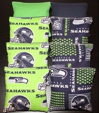 ALL WEATHER made w Seattle SEAHAWKS Fabric 8 ACA Reg CORNHOLE BAGS