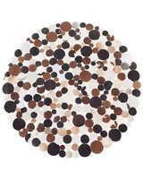 Kurzhaarteppich Kuhfell Aus KreisföRmigen StüCken Bunt Braun Rund Sorgun 140 Cm