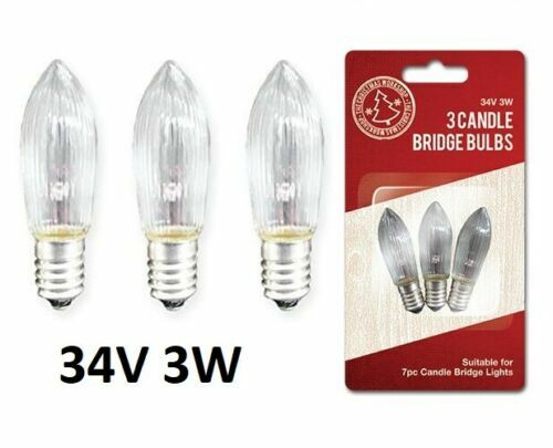 Spare Bulbs 3 Pack  Christmas Candle Bridge Screw in 34V 3W  77130