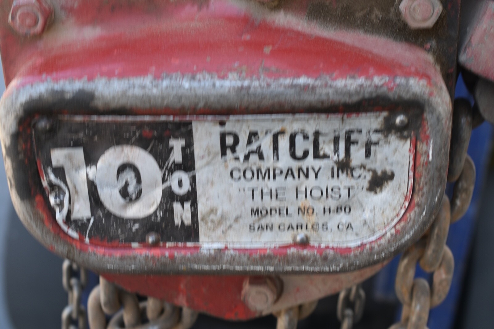 Ratcliff 10 ton hoist No H80 made in USA eBay