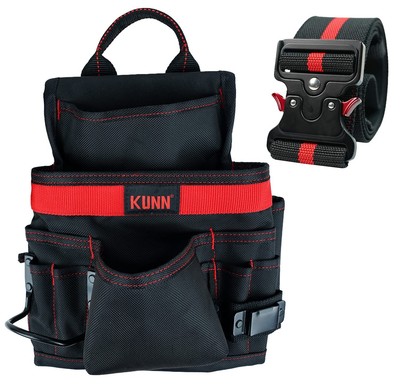 KUNN Carpenter Pouch Durable 10-Pocket Tool Belt with Hammer LoopTape ClipNai...