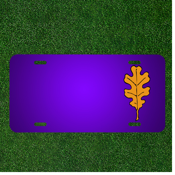 Custom Personalized License Plate with Names on White Oak Leaf Design
