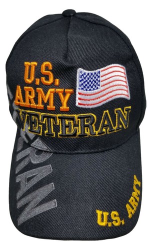 Gorra de béisbol para veteranos del ejército de los Estados Unidos sombrero militar negro con bandera estadounidense regalo - Imagen 8 de 9