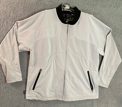 Obermeyer Jacket Mens XL Off White Full Zip 2 Pockets Black Trim Sport Active