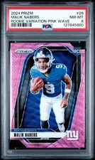 2024 Panini Prizm Rookie Variations #28 Malik Nabers Pink Wave PSA 8