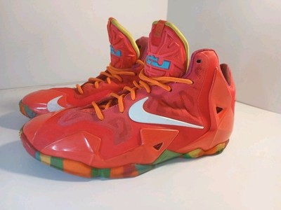 Nike LeBron 11 Fruity Pebbles Size 6Y Basketball Shoes Crimson White 621712-600