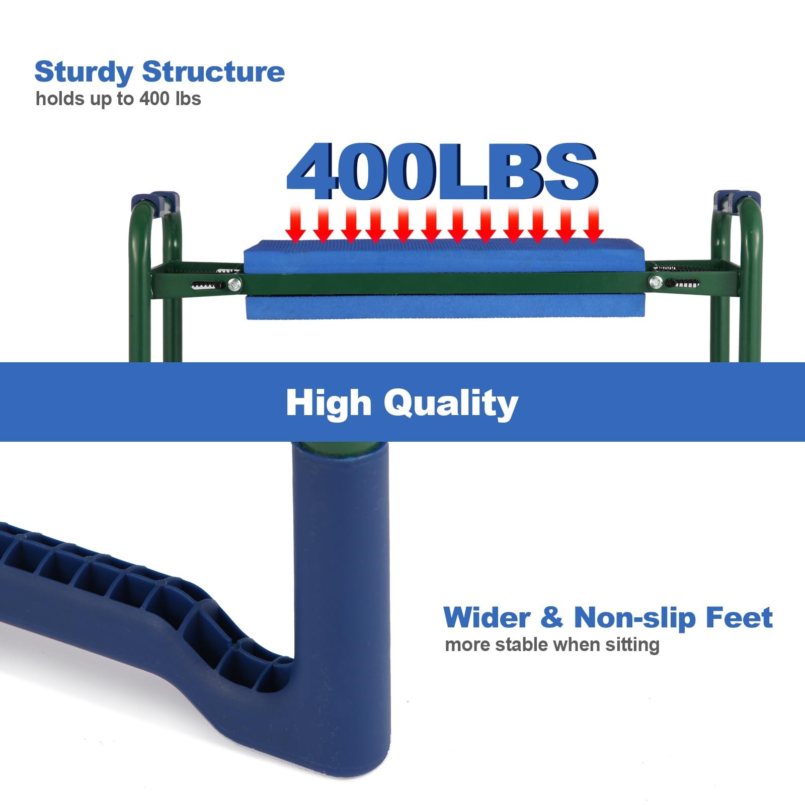 Foldable Garden Kneeler and Seat with Thicker Pad Heavy Duty Stool Tool Bag