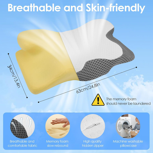 Cuscino Cervicale per Dormire, 2 in 1 Cuscino in Memory Foam per Dolore Alla Spa - Foto 6 di 12