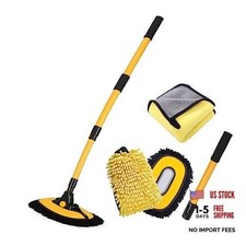 57'' Car Wash Brush with Long Handle Chenille Microfiber Car Wash Kit  Yellow
