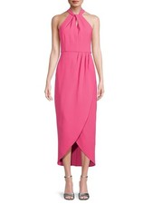 julia jordan Knot-Neck Tulip-Hem Midi Dress Pink Halter neck Size 10 $119 SALE