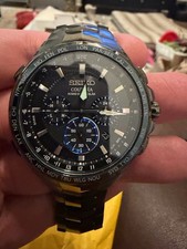 Seiko Coutura Radio Sync Solar Chronograph Black SS Sapphire Watch 8B92-0AA0