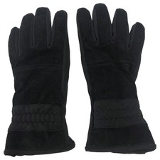 Womens Black Suede Leather Gloves Fleece Lined