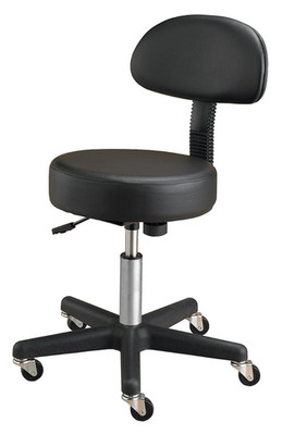 Pneumatic Therapy Stool with Backrest, Black, Cushion Seat for Office, Clinical,