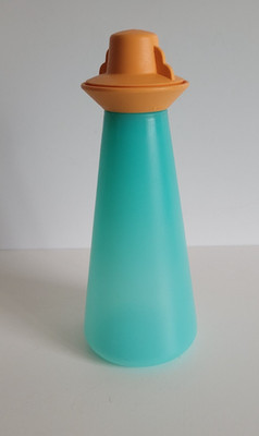 Tupperware Öl- / Essig Flasche türkis orange Dressing Spender 350ml Junge Welle