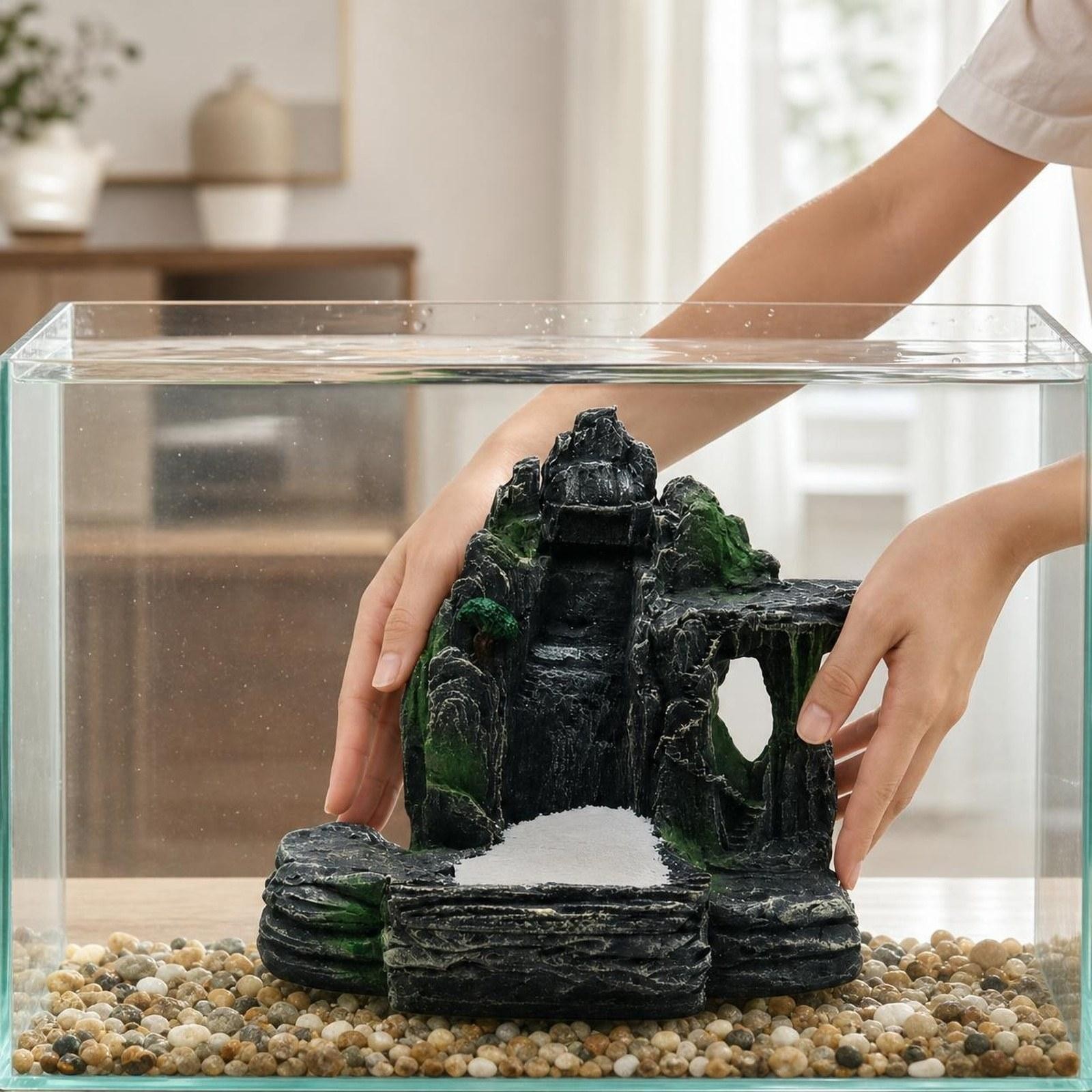 Cascata rocciosa per acquario, cascata di sabbia realistica e dinamica per foto 3