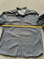 Mantaray Mens 100% Cotton Long Sleeve Shirt Blue Grey Striped Button Up XXL  