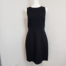 J Crew Black Wool Midi Shift Dress Women's 4 Sleeveless Fully Lined Slit Front