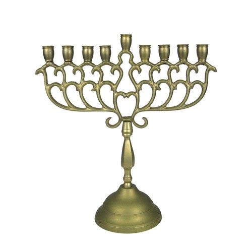 Vintage Brass Menorah Candle Holder 8 in Tall Hanukkah Judaica 9 Branch