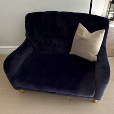 Loaf Clever Velvet Button Back Love Seat in liquorice blue