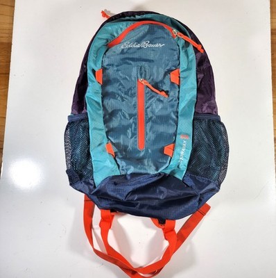 Eddie Bauer Stowaway Backpack 20L Daypack Packable Blue Purple Orange GUC
