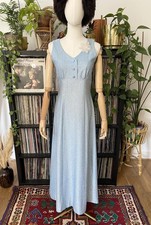 Vintage 1960s Pale Blue Metallic Maxi Dress