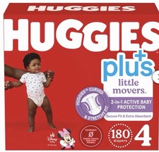 Huggies Plus Diapers Size 4: 22-37lbs, 180ct - Free Shipping - New 