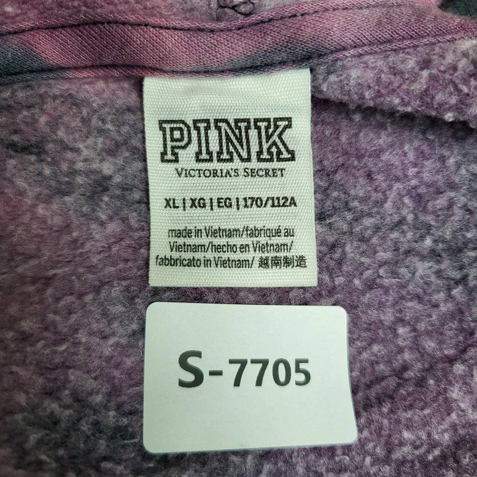 Victoria's Secret ROSA Mujer Sudadera con Capucha XL Púrpura Tie Dye Polar Indie Sleaze Logo Foto 2 de 4