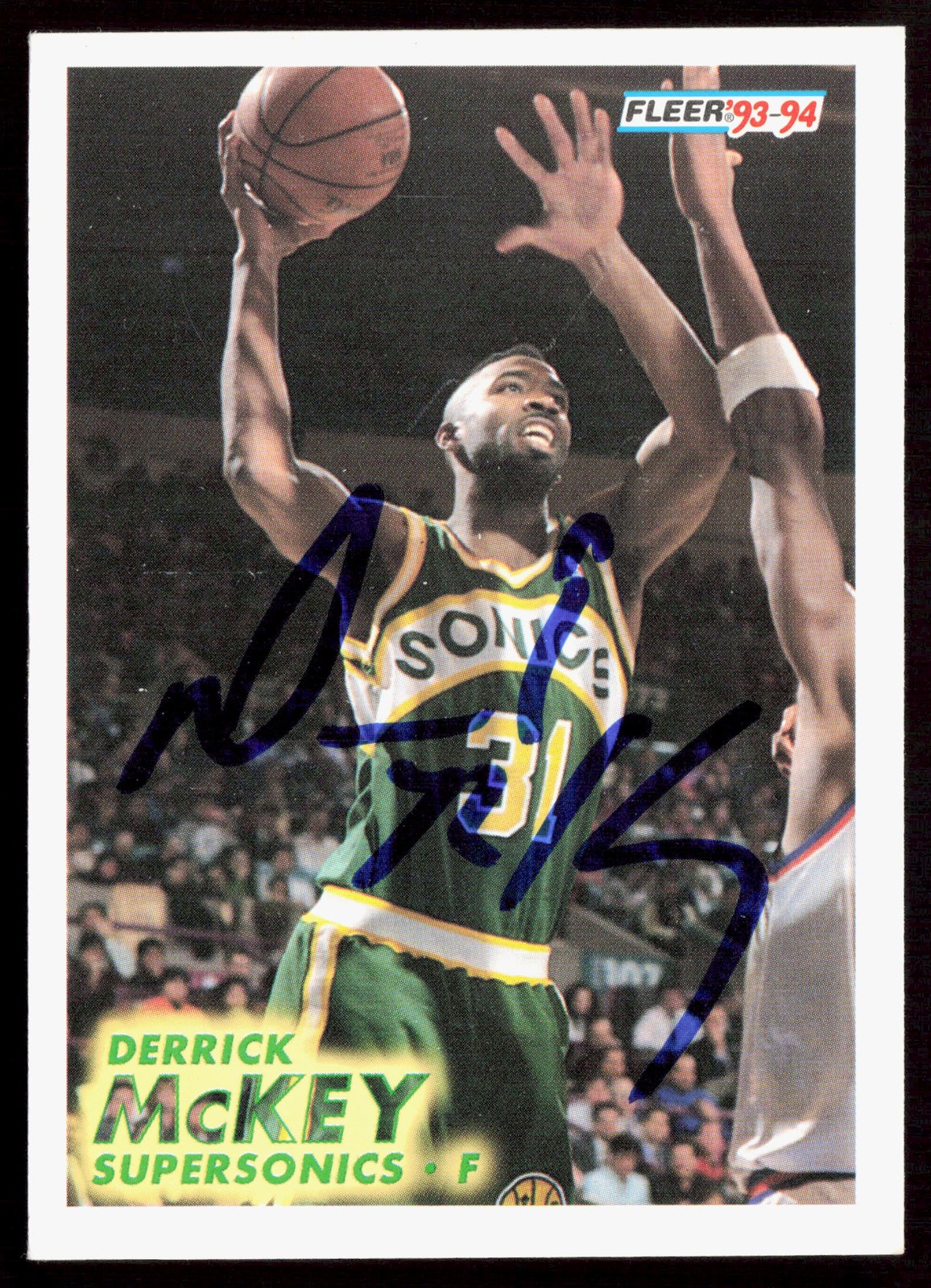 1993-94 Fleer #200 Derrick McKey IP AUTO In-Person Auto Seattle SuperSonics