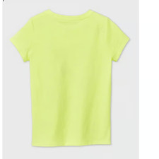Cat Jack Tee Girls Neon Yellow Sparkle glitter Short Sleeve Shirt NWT Soft Fun