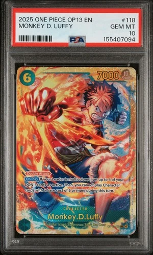 2025 ONE PIECE OP13-CARRYING ON HIS WILL #118 MONKEY D. LUFFY PSA 10