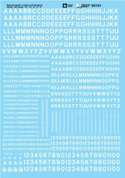 Microscale Decals HO Scale Gothic Letters & Numbers White 90101