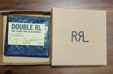 RRL Indigo Hand-Tooled Leather Wallet Double RL Ralph Lauren Boxed Japan Rare