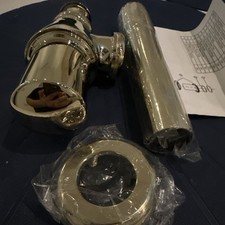 Solid Brass Basin Sink Brushed Brass Bottle Trap Waste Round-adjustable 1”1/4