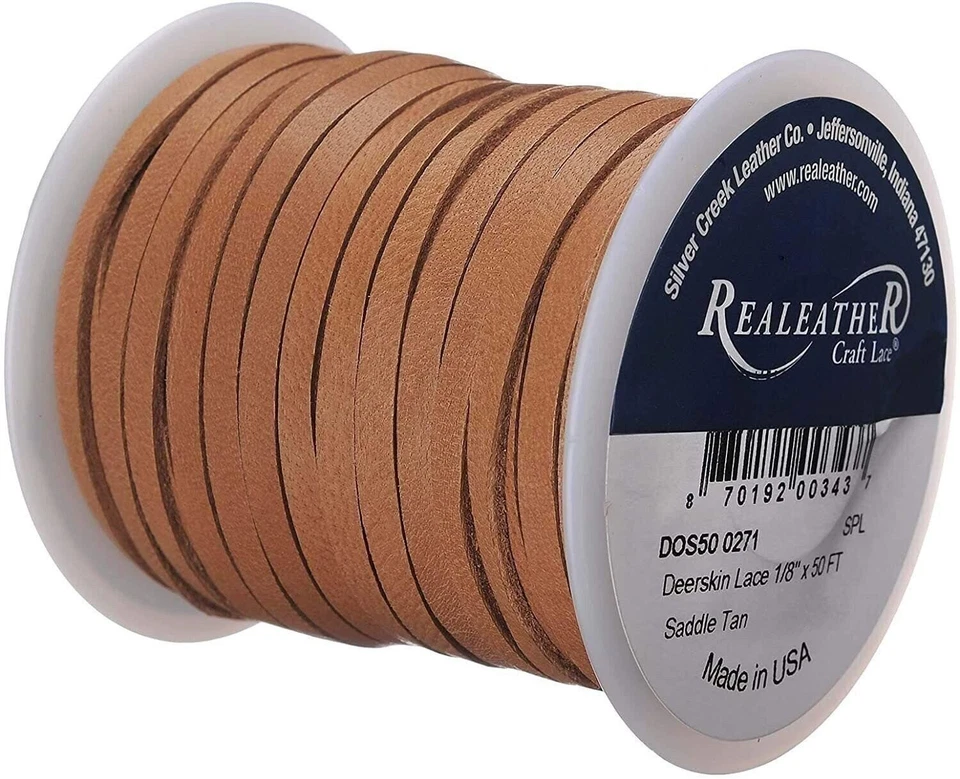 Carrete Realeather Crafts piel de ciervo encaje 1/8" pulgadas (3,2 mm) X 50' pies (15,24 m) Foto 3 de 4