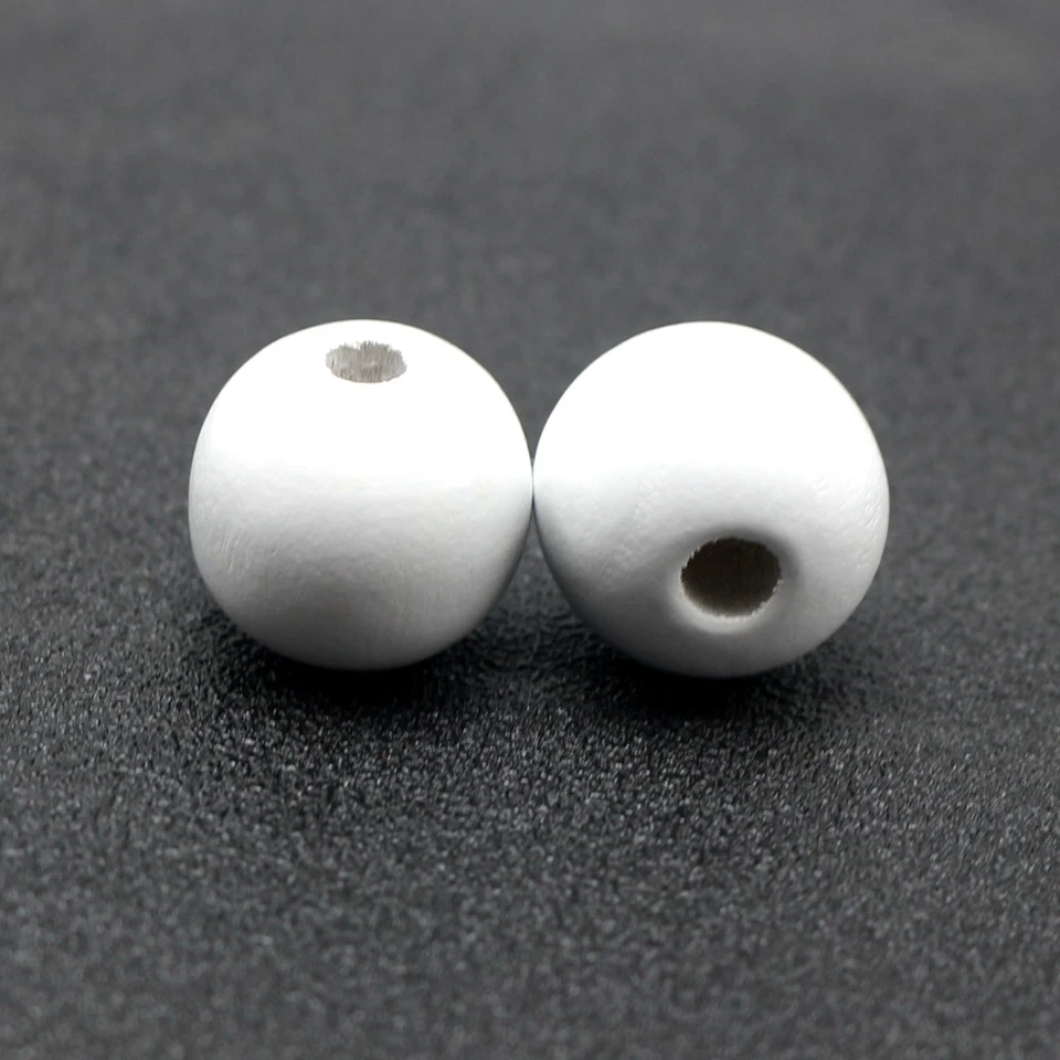 20 piezas Cuentas de madera redondas blancas Cuentas artesanales grandes de 20 mm para hacer joyas hágalo usted mismo Foto 3 de 4