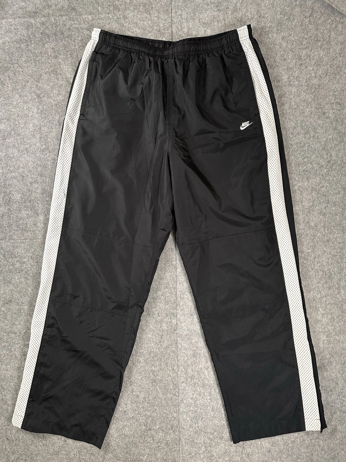 Vintage Nike Track Pants Mens XXL Black Athletic Windbreaker Side Zip 90s Active