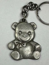 Vintage Radcliffe Pewter Teddy Bear I ❤️ Bears 1983 Davis Keychain