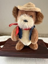 Vintage Dakin Cowboy Dog Plush Hat Denim Vest Red Bandana 1981 Korea 11" Tall
