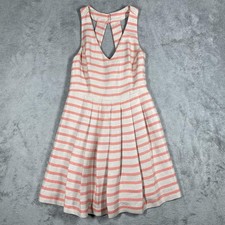 Banana Republic Dress Womens 6P Beige Fit & Flare Sundress Striped V-Neck