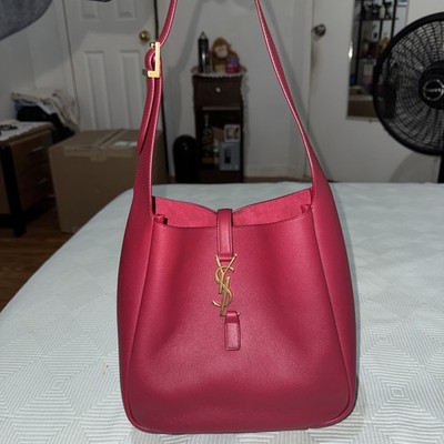 AUTHENTIC SAINT LAURENT LE5A7 CALFSKIN LEATHER CHERRY SHOULDER BAG