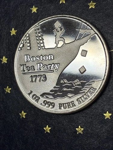 Don’t Tread On Me Boston Tea Party Coin 1 Troy Oz .999 Fine Silver Medal Round