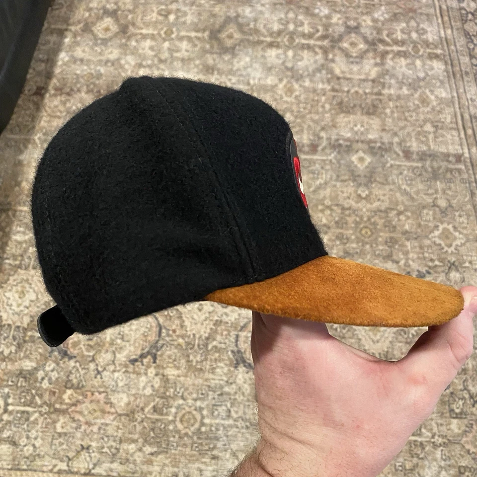 Gorra de Colección Nike Just Do It Años 90 Y2K De Colección Cuero Trasera Negra EE. UU. Lana Rara Foto 3 de 4