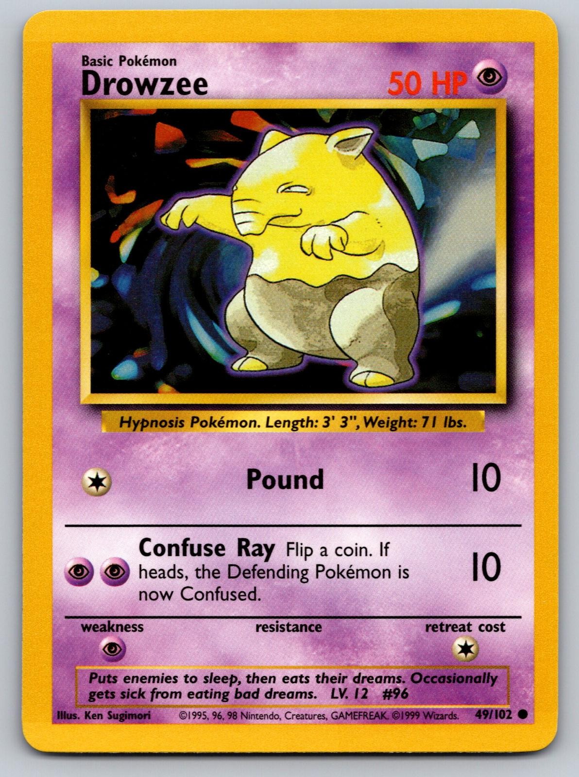 Drowzee 49/102 Common Base Set Unlimited Pokemon Near Mint