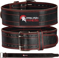 Dark Iron Fitness Weight Lifting Leather Belt for Men  Women, Medium - Black-