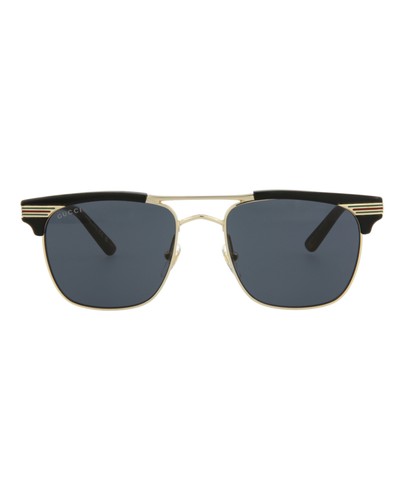 Gucci Mens Square/Rectangle Black Gold Grey Fashion Designer Eyewear