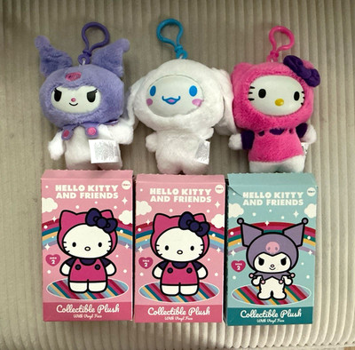 Sanrio Hello Kitty and Friends 3x Plüsch Schlüsselanhänger Clip: Kitty/Kuromi